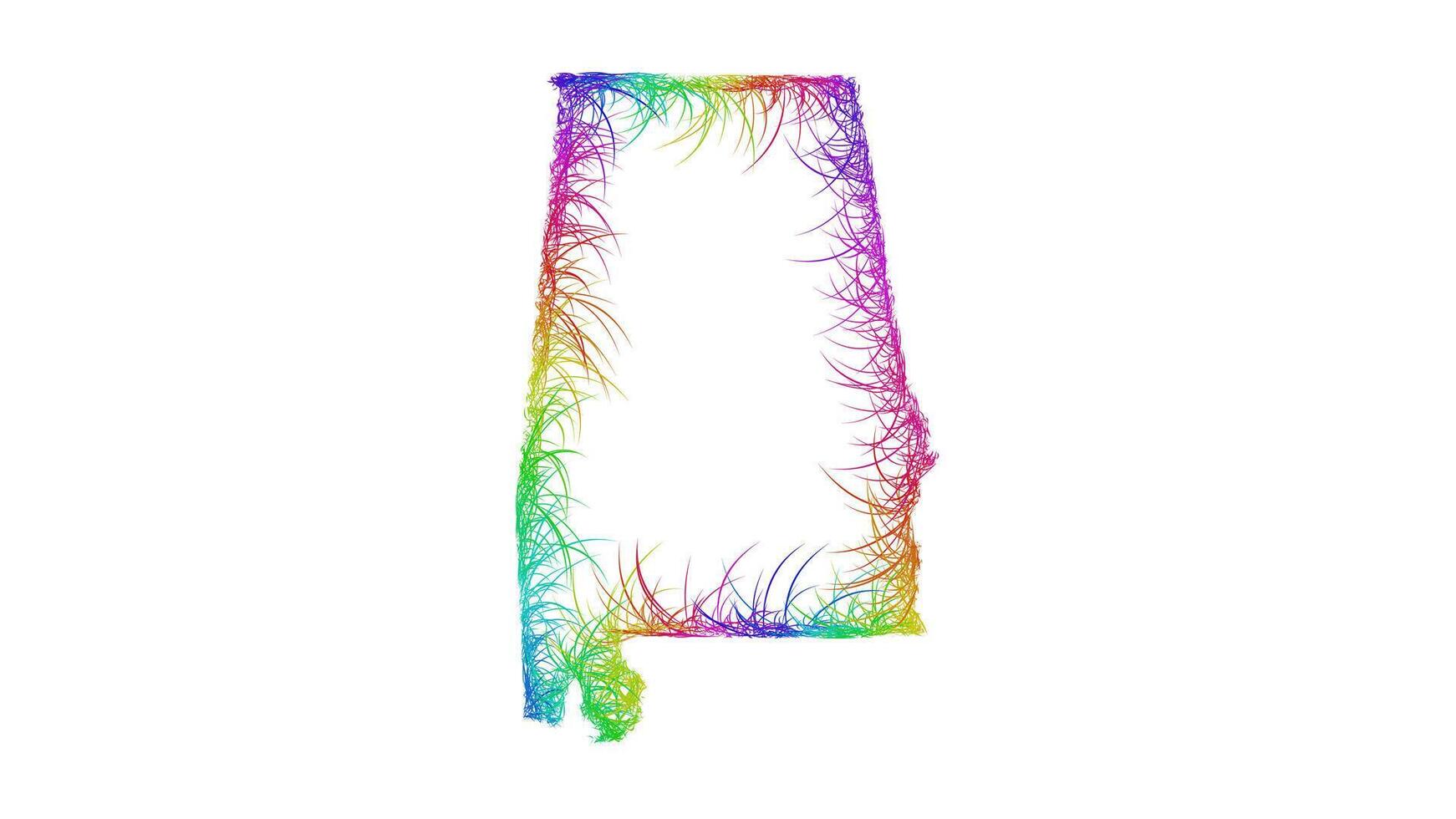 Rainbow sketch outline map of Alabama vector