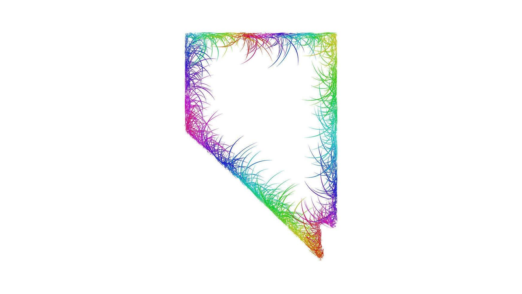 Rainbow sketch outline map of Nevada vector