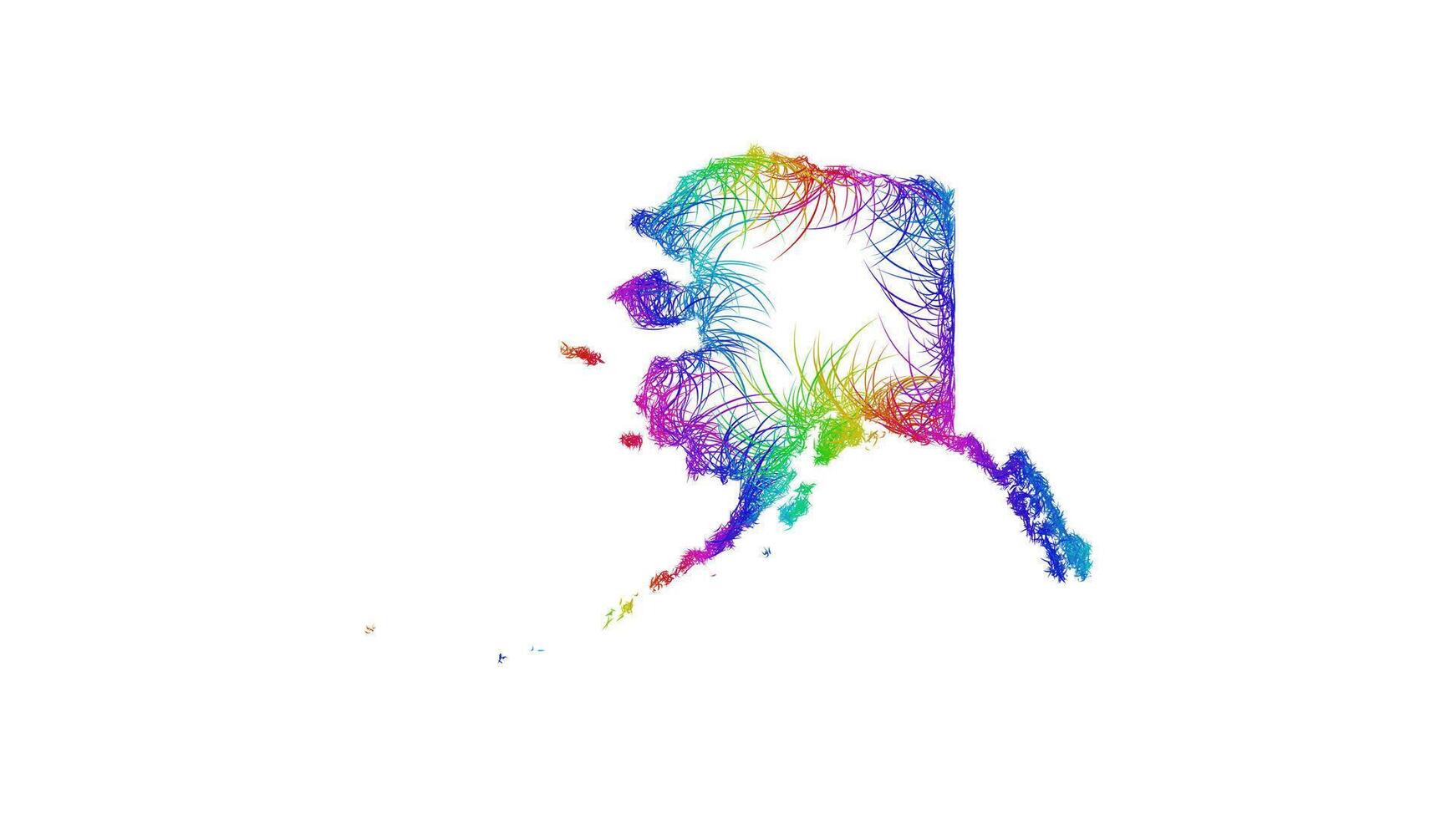 Rainbow sketch outline map of Alaska vector
