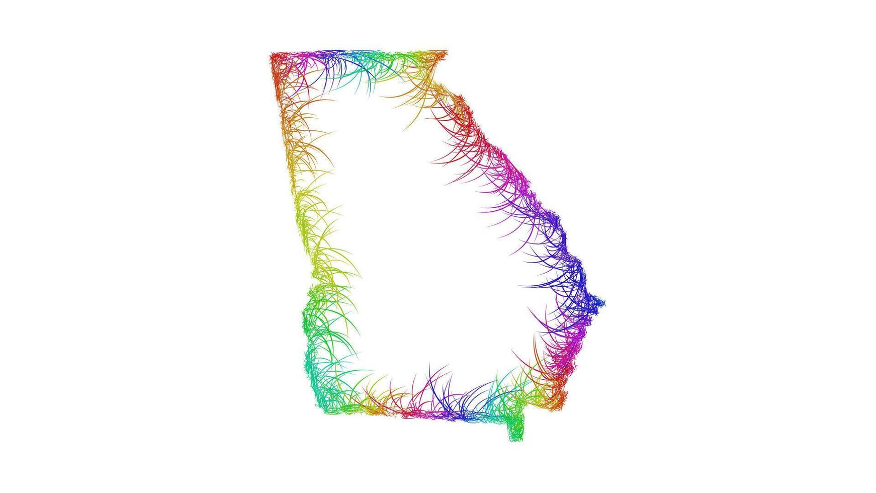 Rainbow sketch outline map of Georgia, USA vector