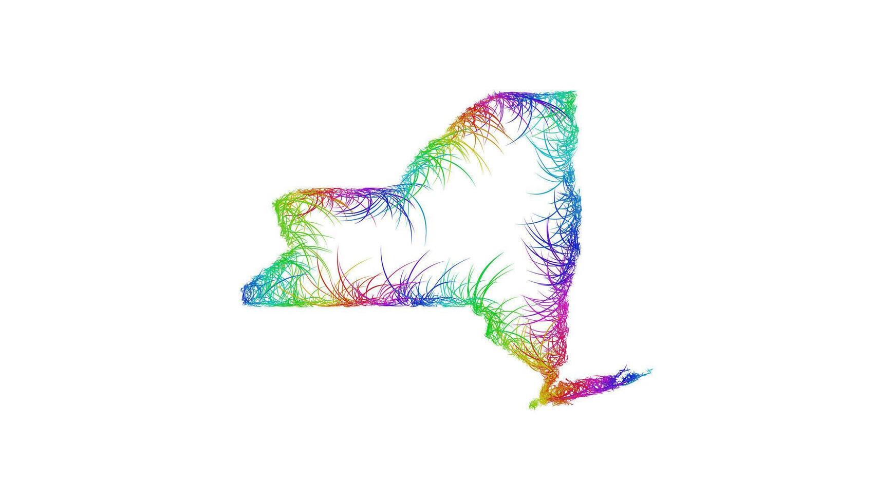 Rainbow sketch outline map of New York vector