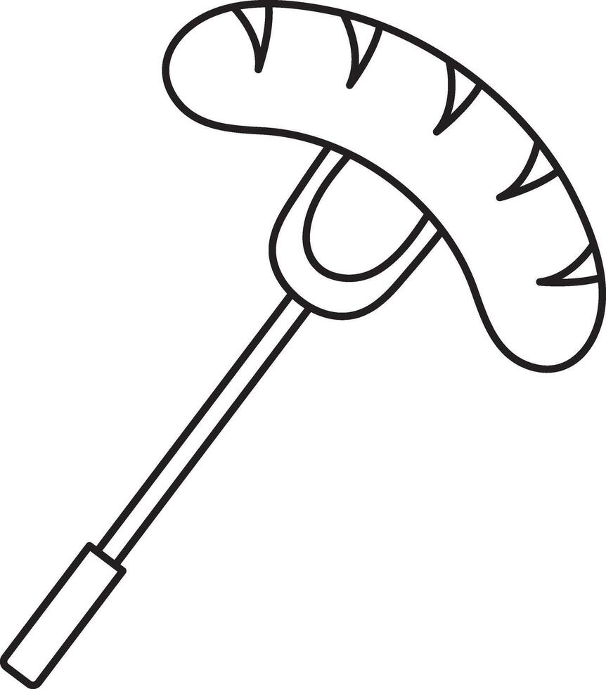 grilled sausage on a fork, oktoberfest, simple black and white icon on an isolated background vector