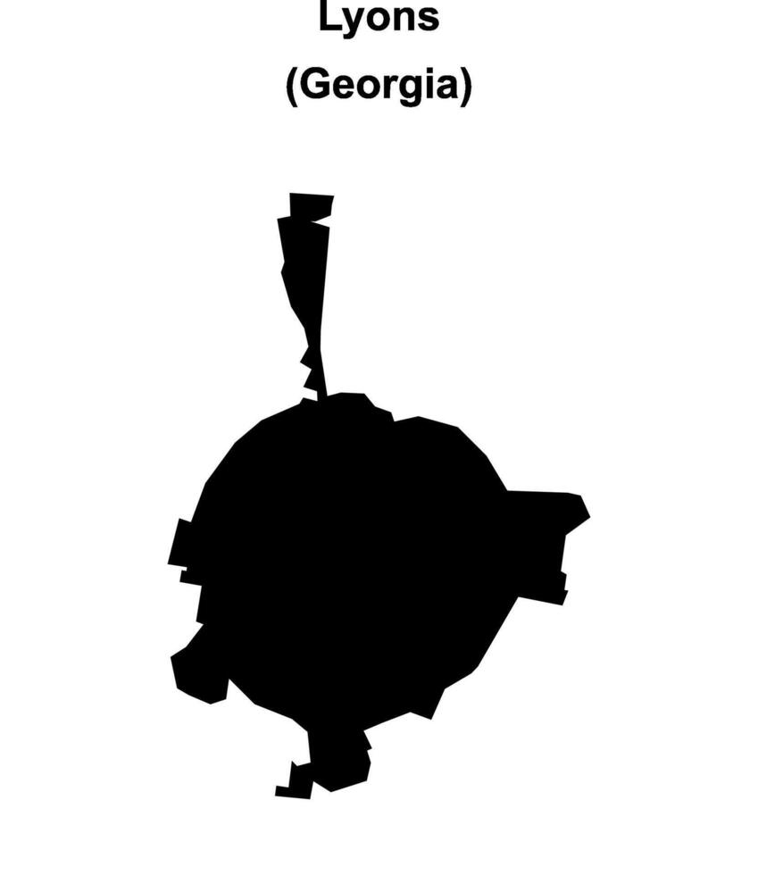 Lyons, Georgia blank outline map vector