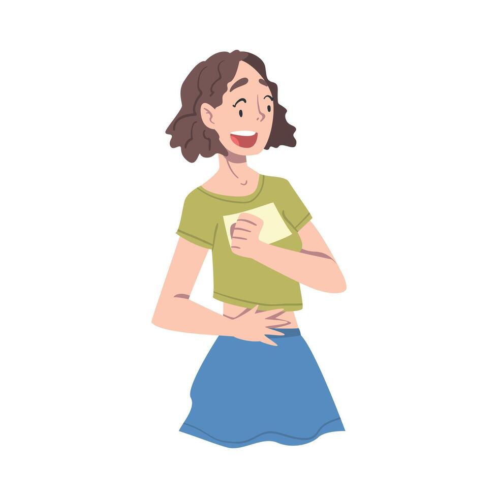 Girl with Shocked Face Expression, Emotional Reaction, Mood of People Concept, Surprised and Amazed Person Cartoon Style Illustration vector