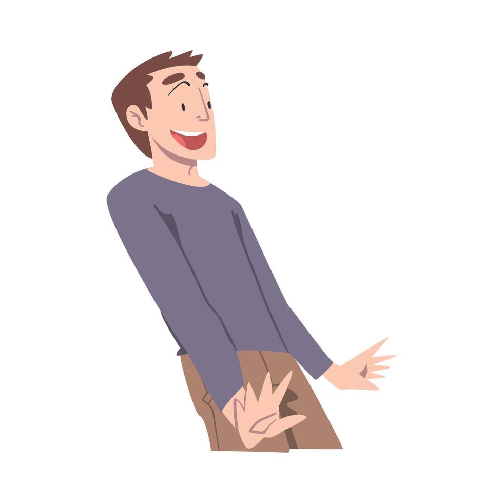 Shocked Astonished Girl Young Man, Emotional Reaction Concept, Surprised and Amazed Person Character Cartoon Style Illustration vector