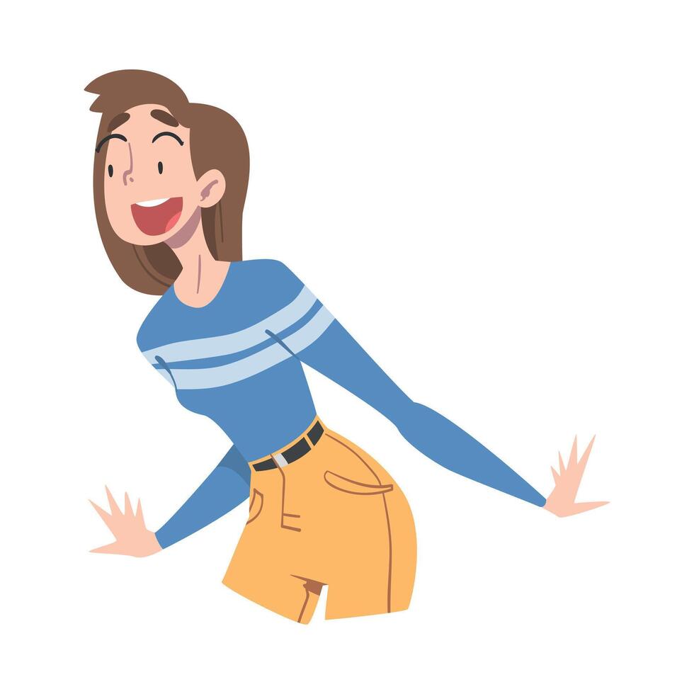 Shocked Girl with Open Mouth, Mood of People Concept, Surprised and Amazed Person Cartoon Style Illustration vector