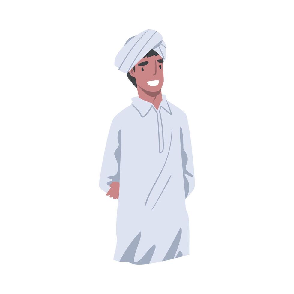 Young Smiling Man Wearing Turban in Standing Pose Illustration vector