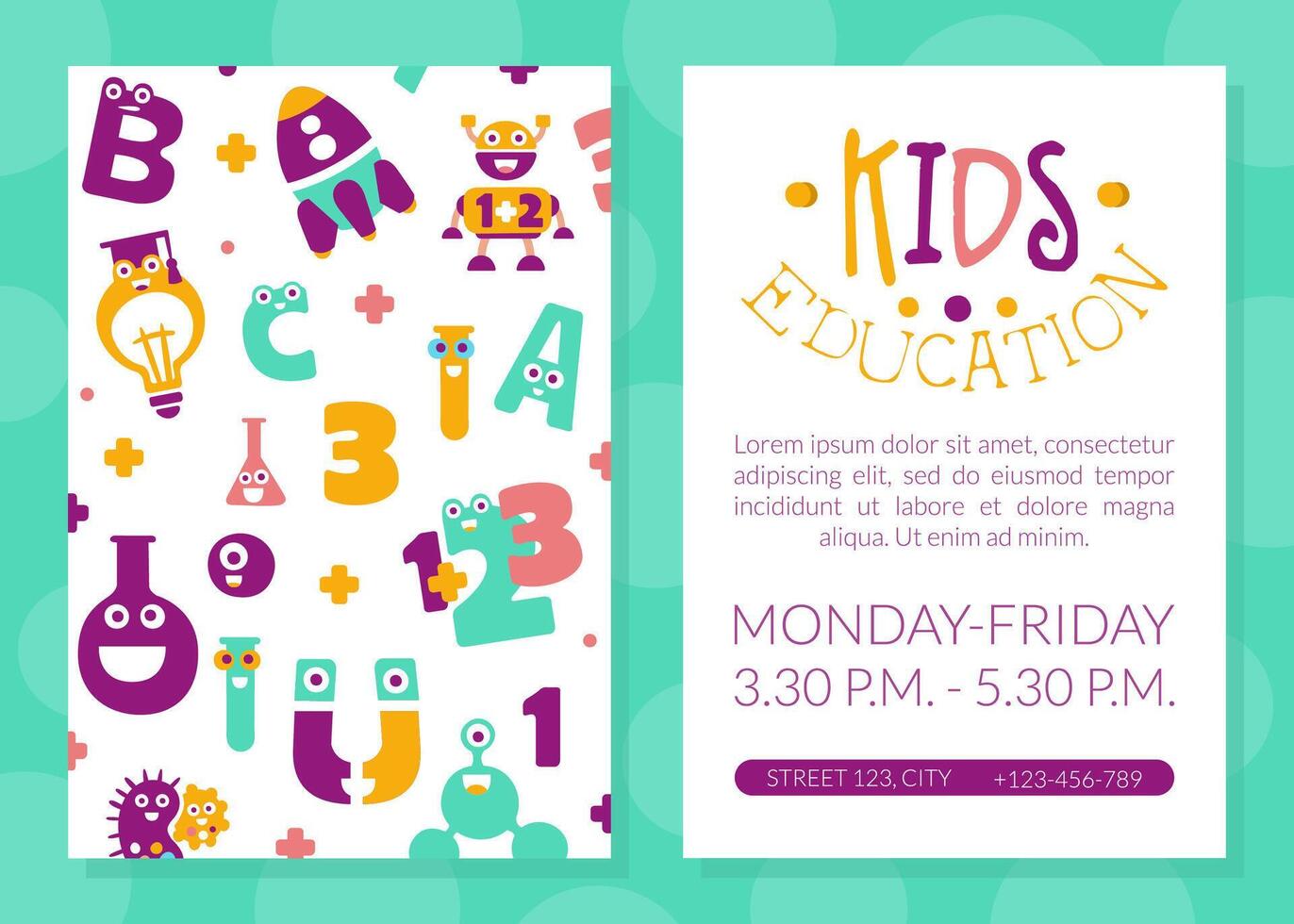 Kids Education Card Template with Space for Text, Invitation, Banner, Poster, Flyer Design, Science for Children Educational Club Illustration vector