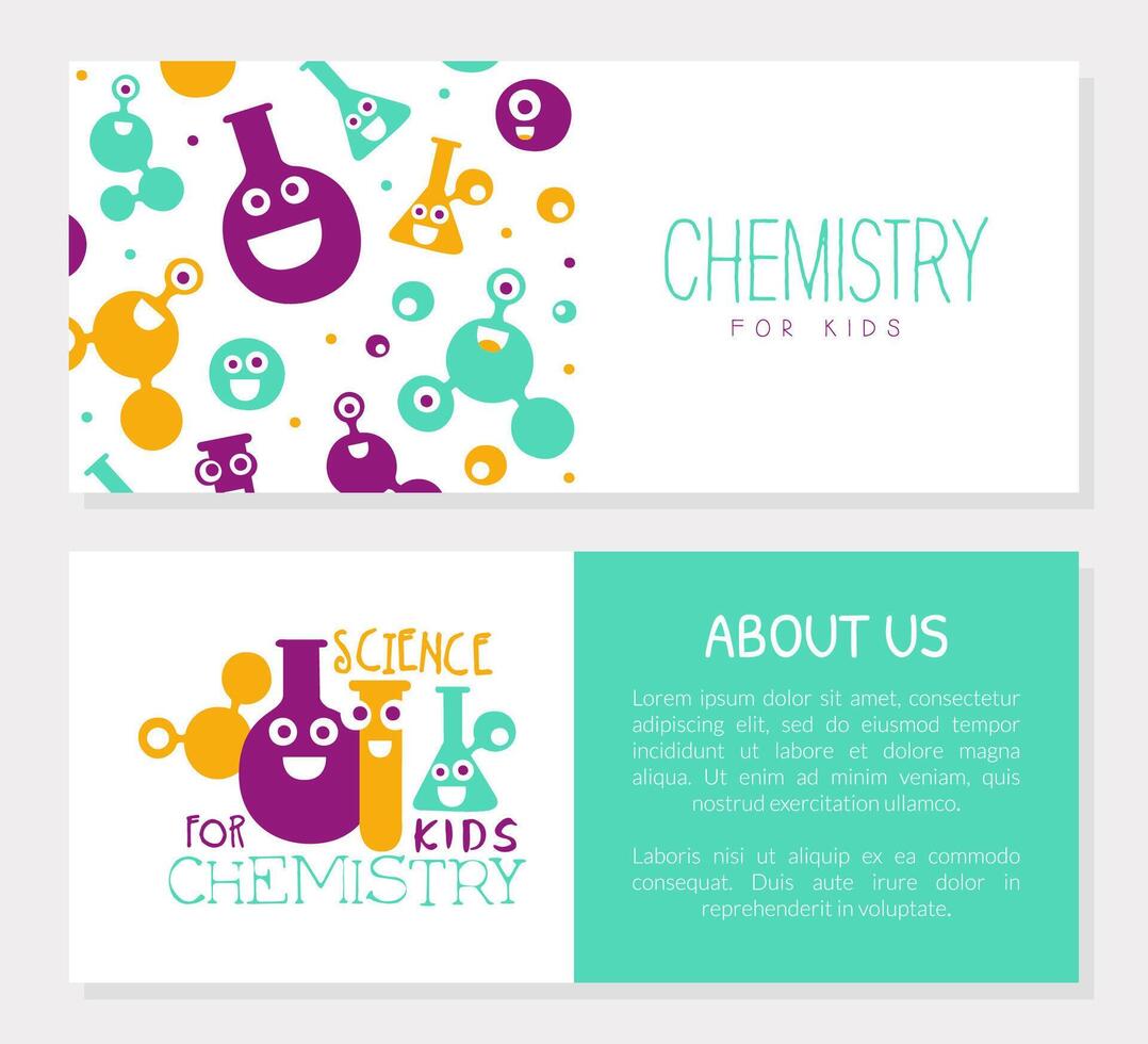 Chemistry for Kids Banner Template with Space for Text, invitation, Banner, Poster, Flyer, Brochure Design, Science for Children, Kids Education Illustration vector