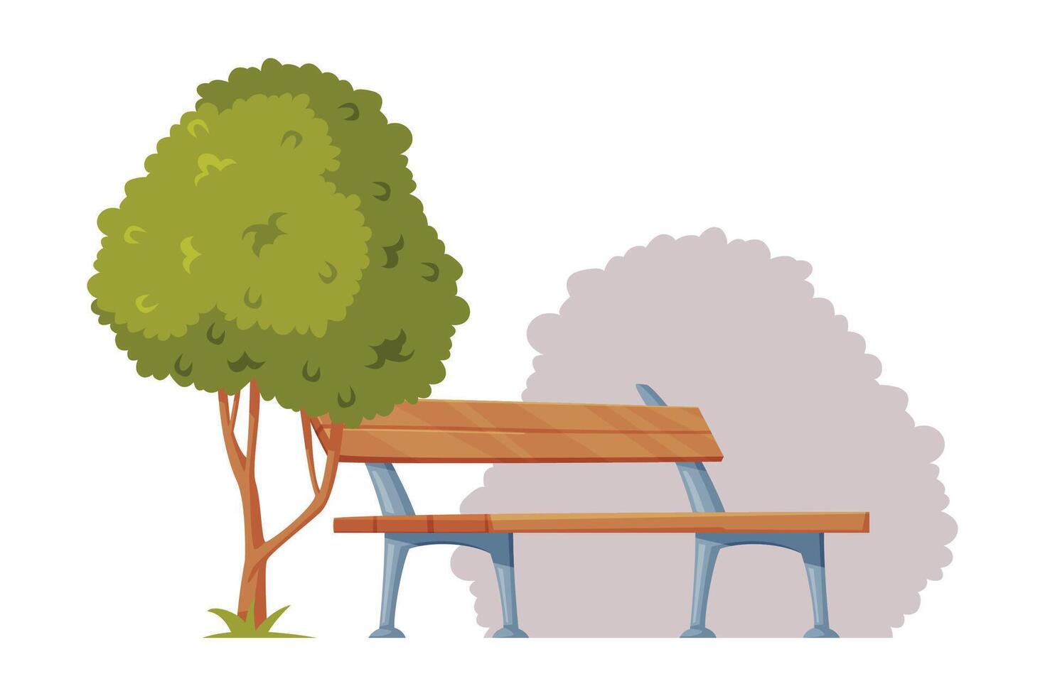 Cityscape View with Park Bench and Tree Illustration vector