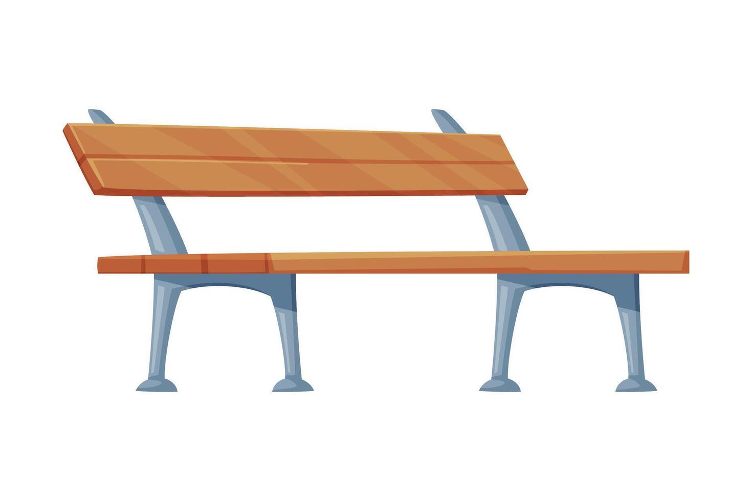 Wooden Bench as Long Seat in Public Area Illustration vector
