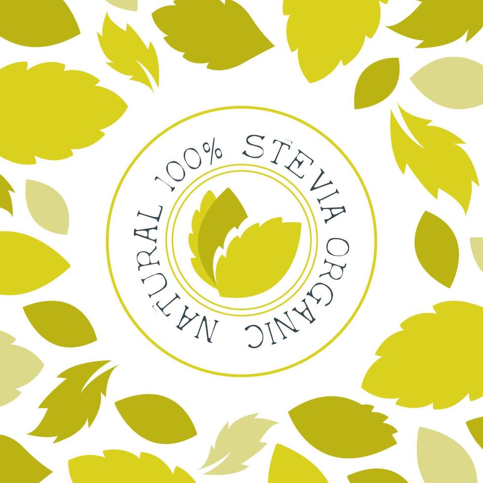 Natural Organic Stevia Banner with Label or Badge Illustration vector
