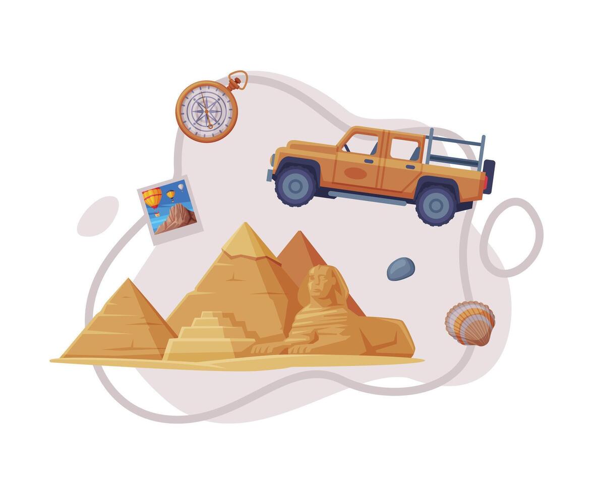 Travel and Tourism Attribute with Pyramid as Egypt City Landmark Composition vector