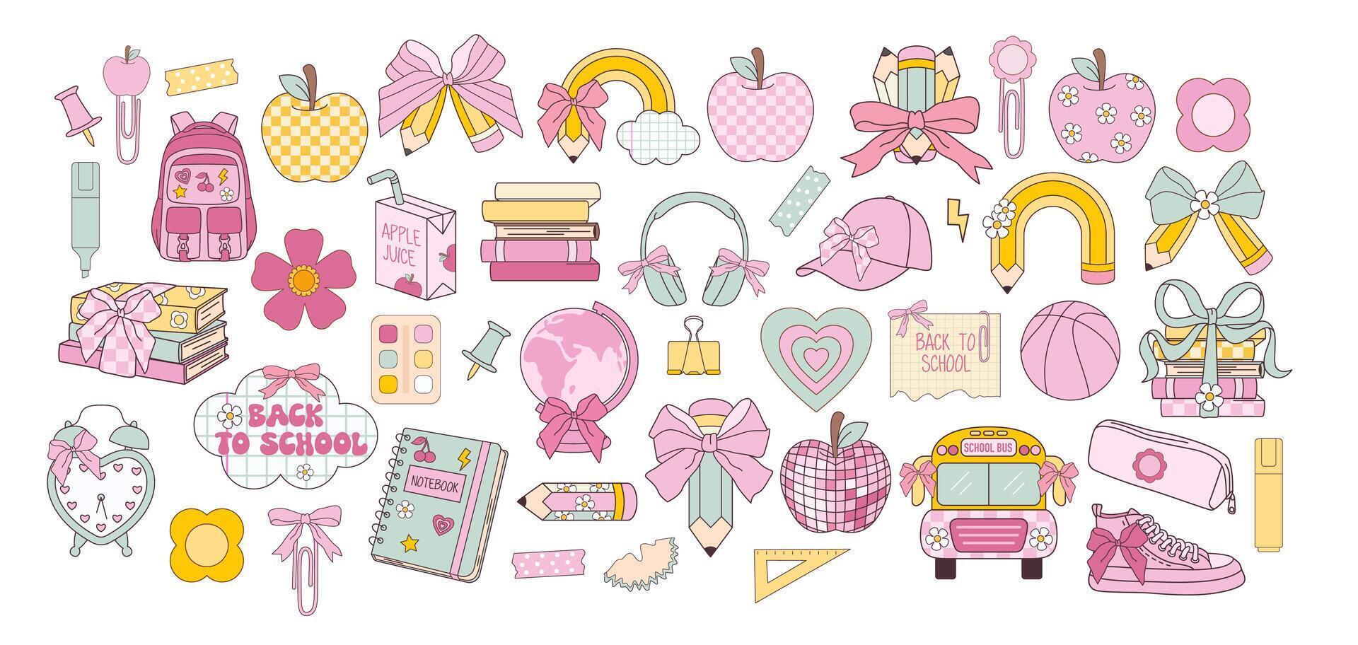 Back to school themed illustrations vector