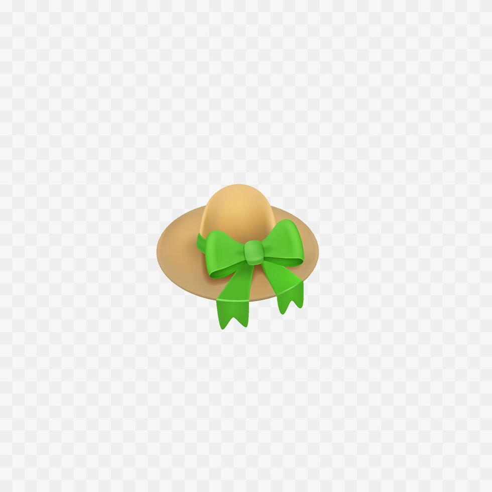 Straw hat with green bow vector