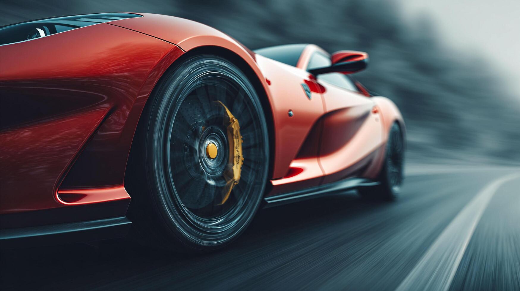 Sleek Red Sports Car on a Highway photo