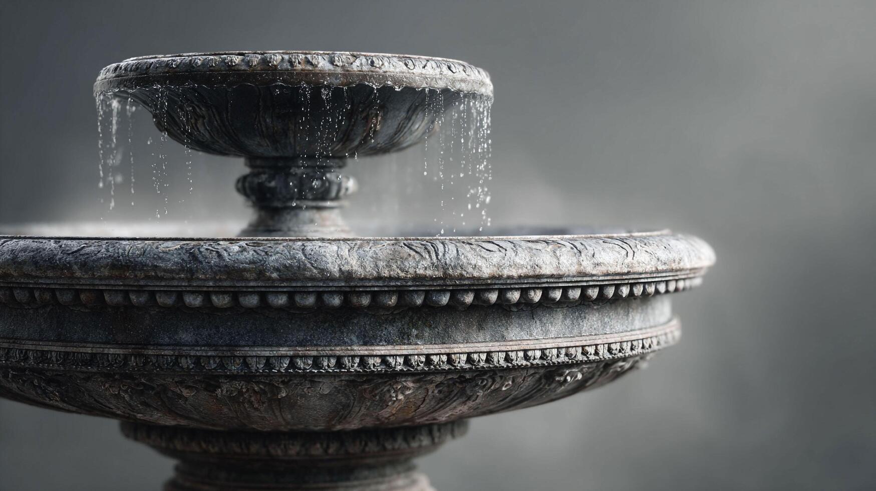 Elegant Stone Fountain with Flowing Water Detail photo