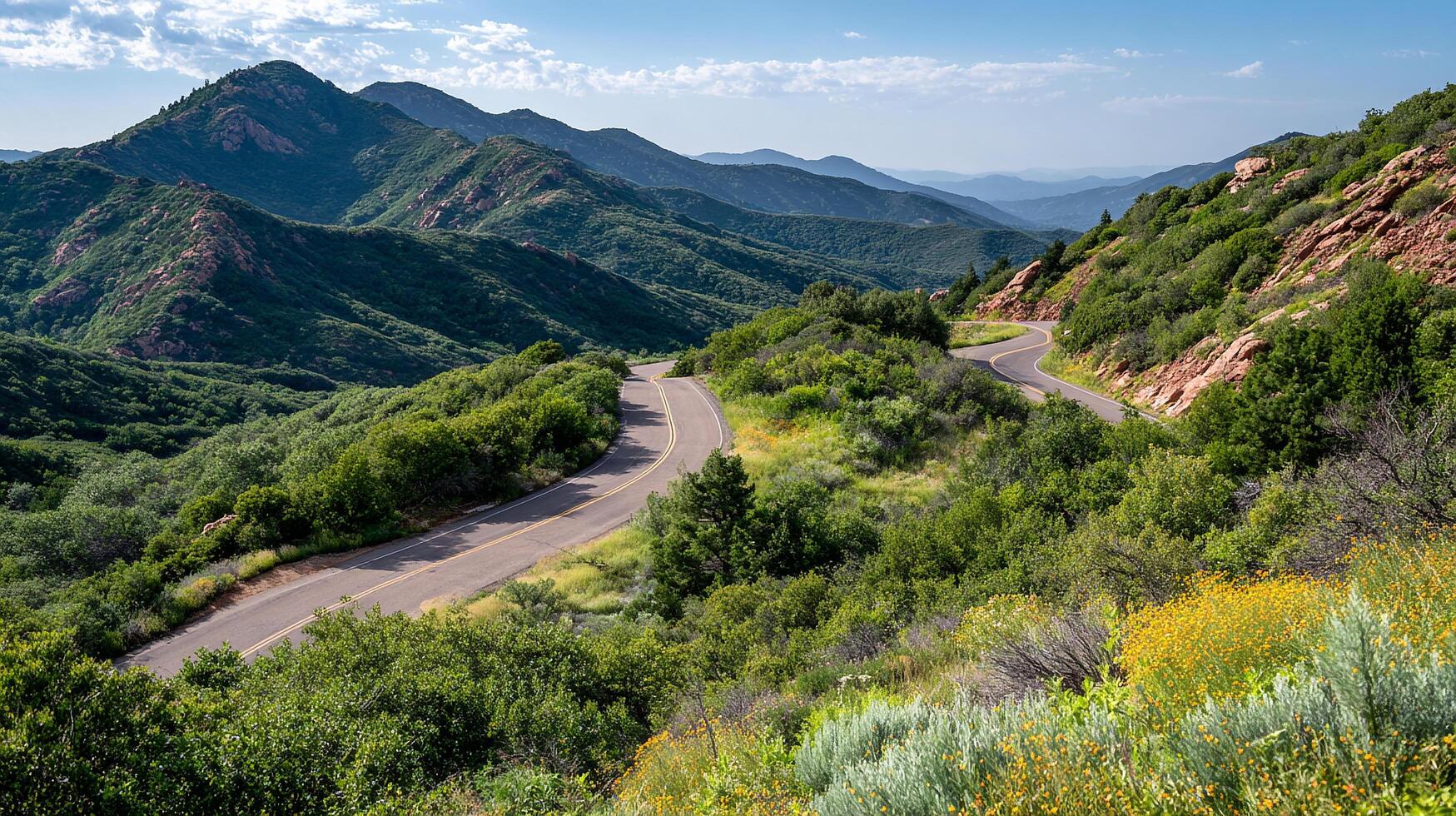 Peaceful road photography with natural scenic elements photo