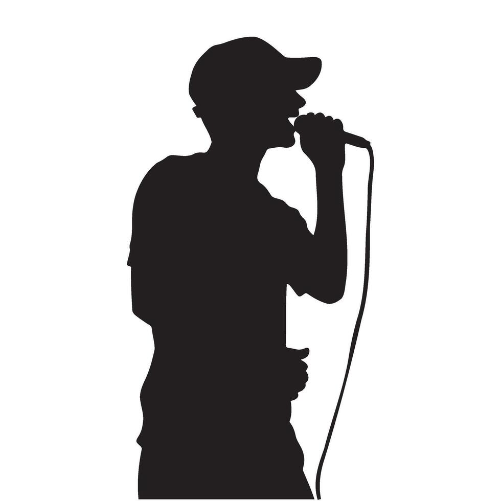 Male singer silhouette illustration vector