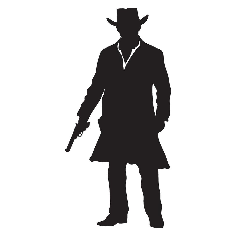 Outlaw gunslinger man silhouette illustration vector