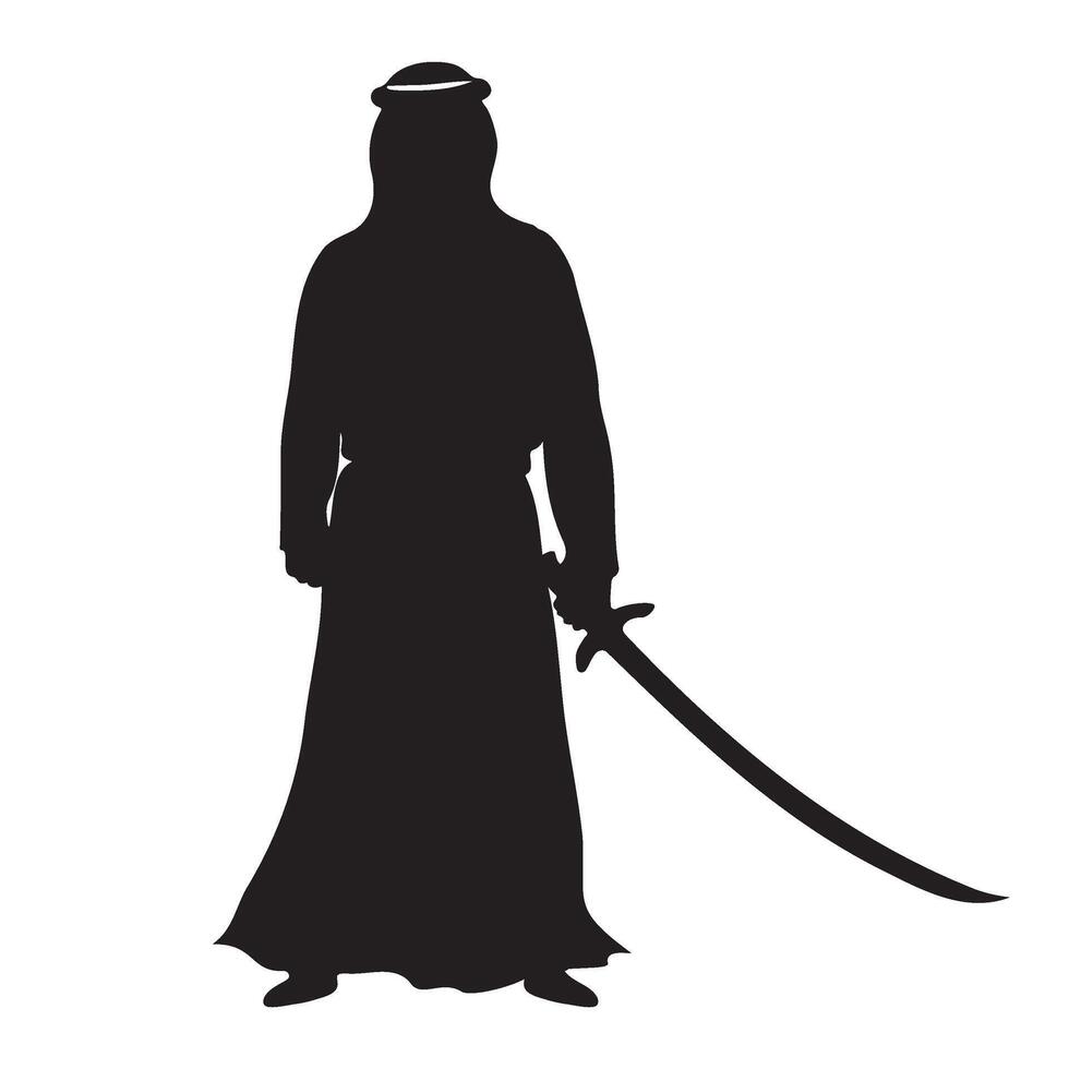 Arabian man with sword silhouette illustration vector