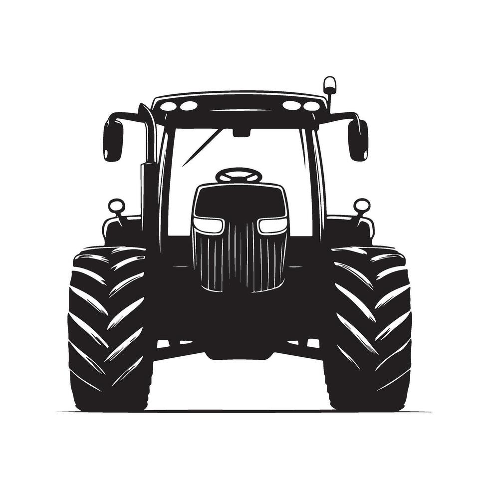 Farm Tractor front view silhouette illustration vector