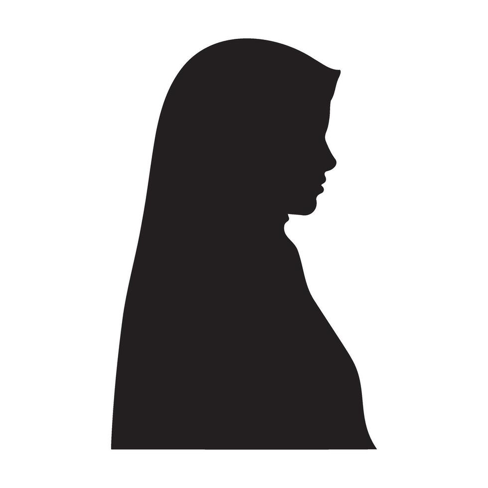 Hijabi girl head profile avatar silhouette illustration vector