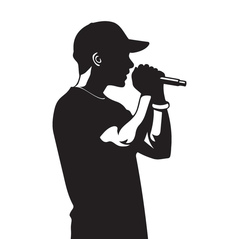 Beatboxer boy silhouette illustration vector