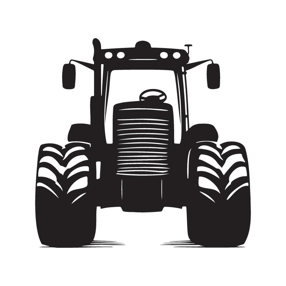 Tractor front view silhouette illustration vector