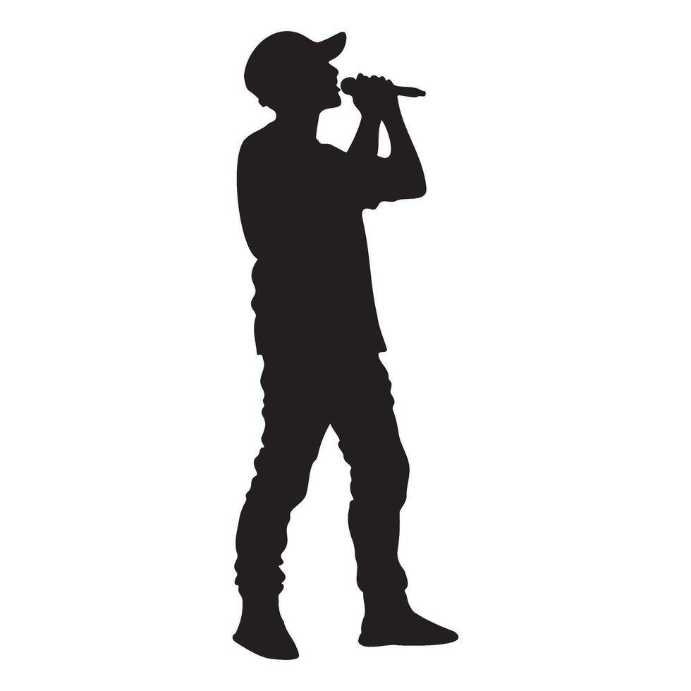 Boy beatbox with a microphone silhouette illustration vector