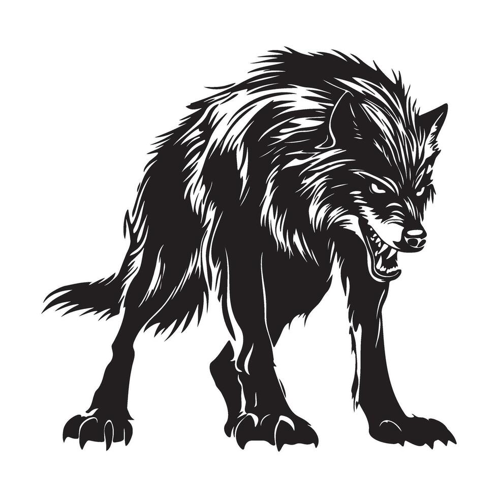 Angry Werewolf silhouette illustration vector