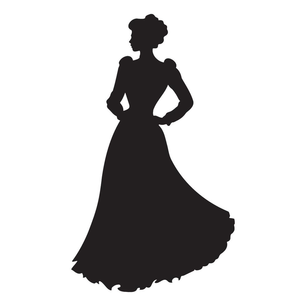 Victorian princess silhouette illustration vector