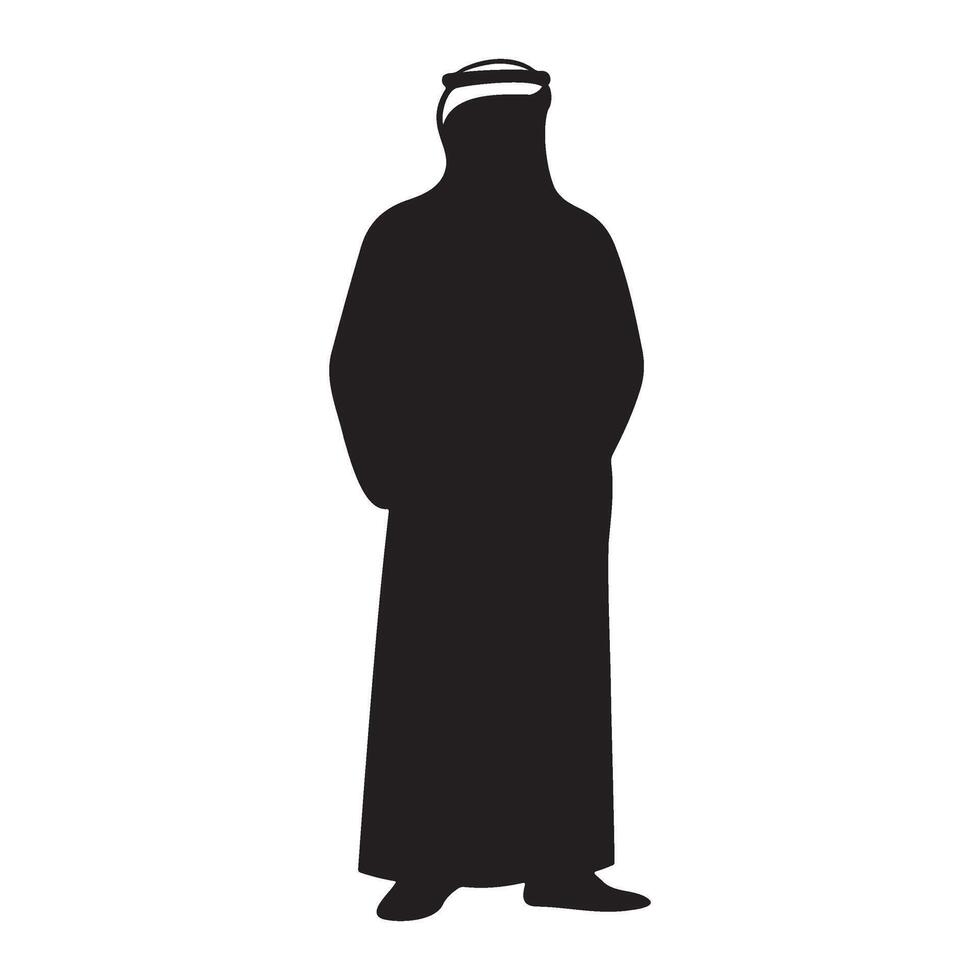 Arabian man in traditional dress silhouette illustration vector