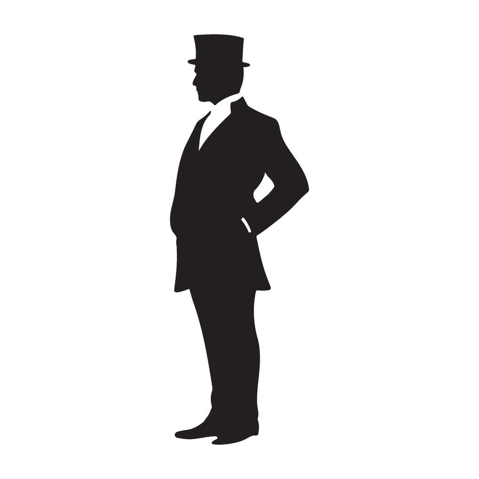 Victorian gentleman standing pose silhouette illustration vector