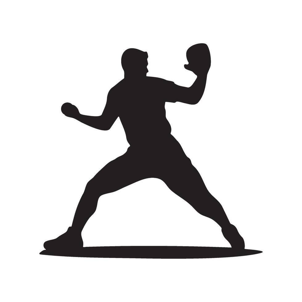 Baseball player throwing the ball silhouette illustration vector