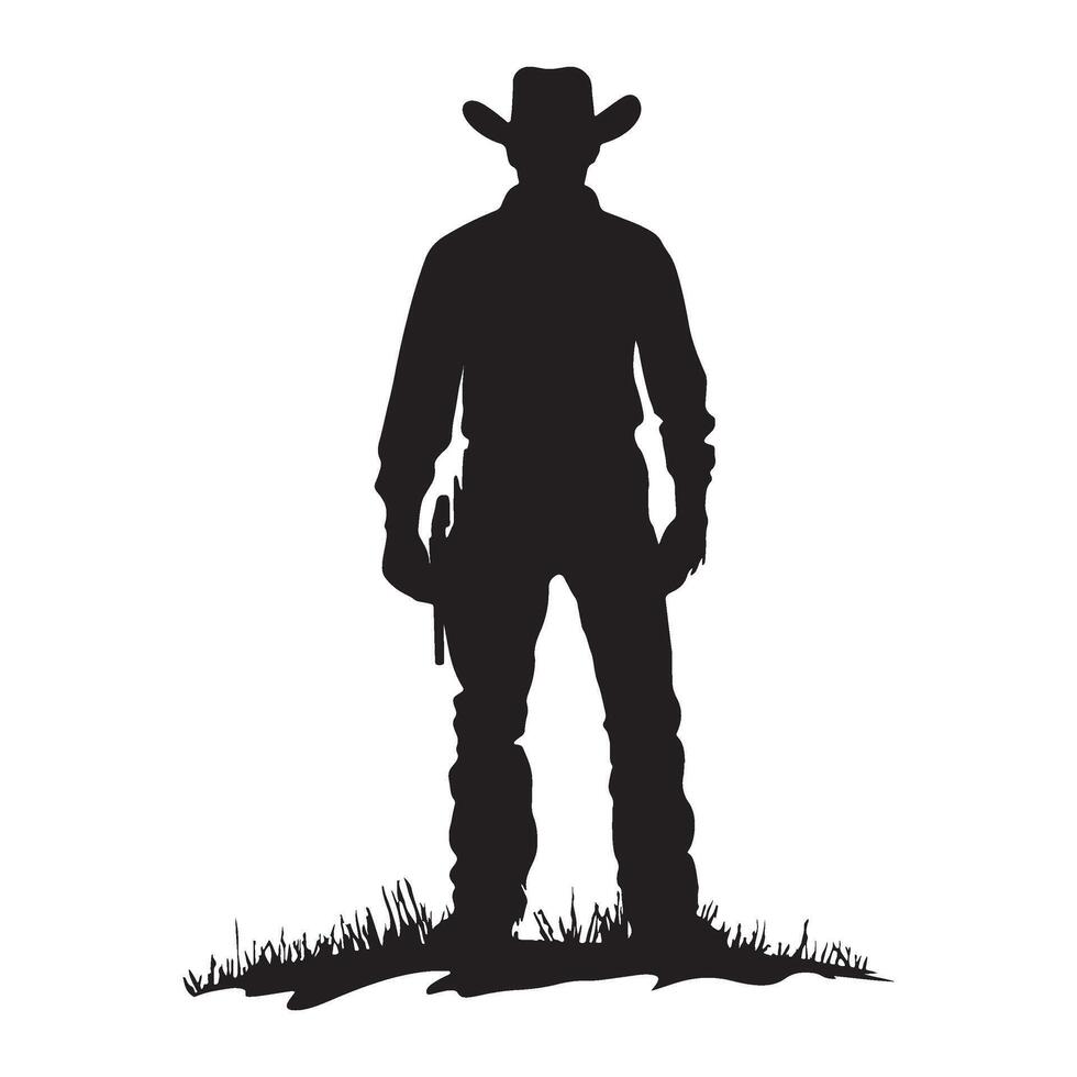 country cowboy silhouette illustration vector