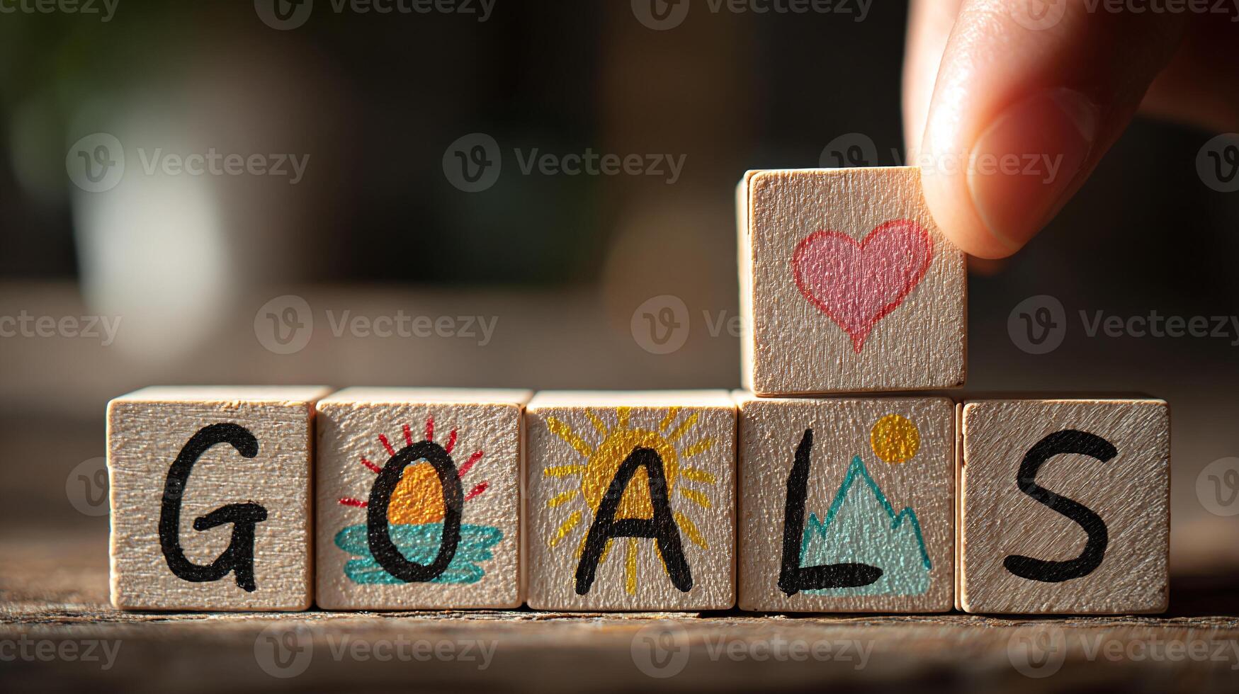 The word goals is made of wooden blocks photo