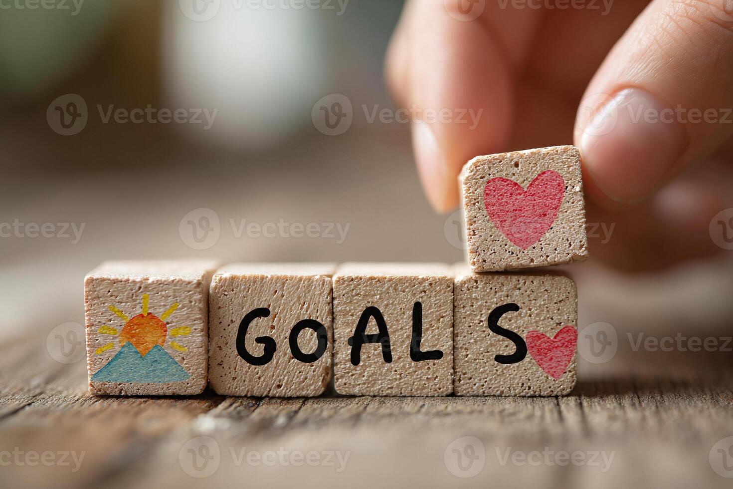 The word goals in wooden blocks photo