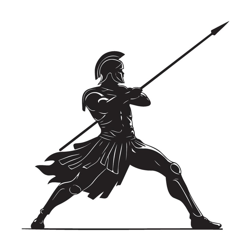 Spartan warrior with spike silhouette illustration vector