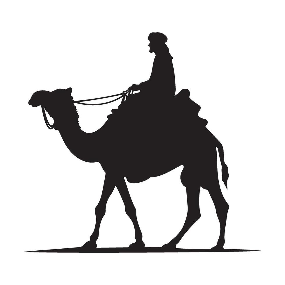 Man on a desert camel silhouette illustration vector