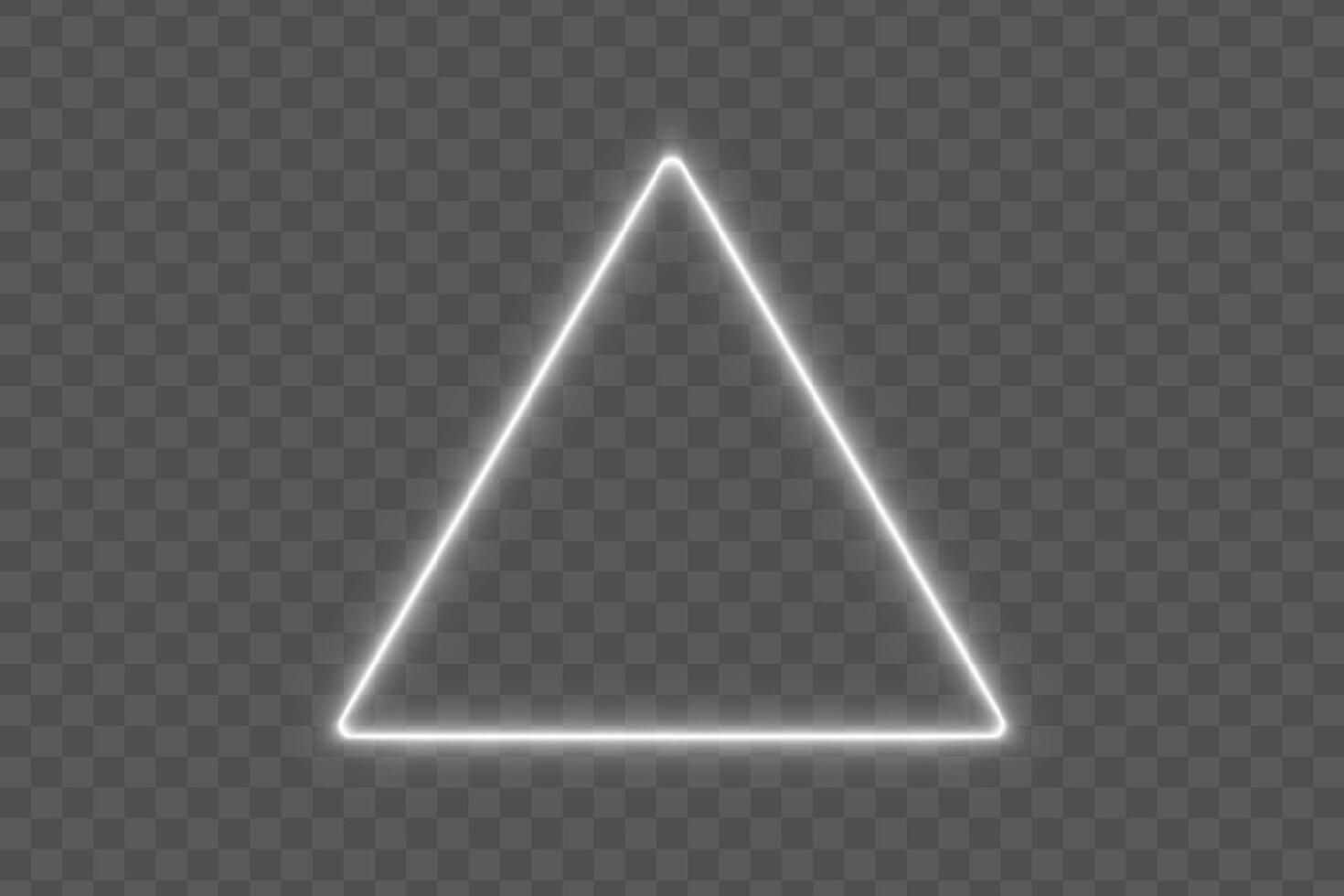 Bright white neon glowing triangle frame border on isolated background with light triangular effect and empty space for modern abstract design banner poster or digital template vector