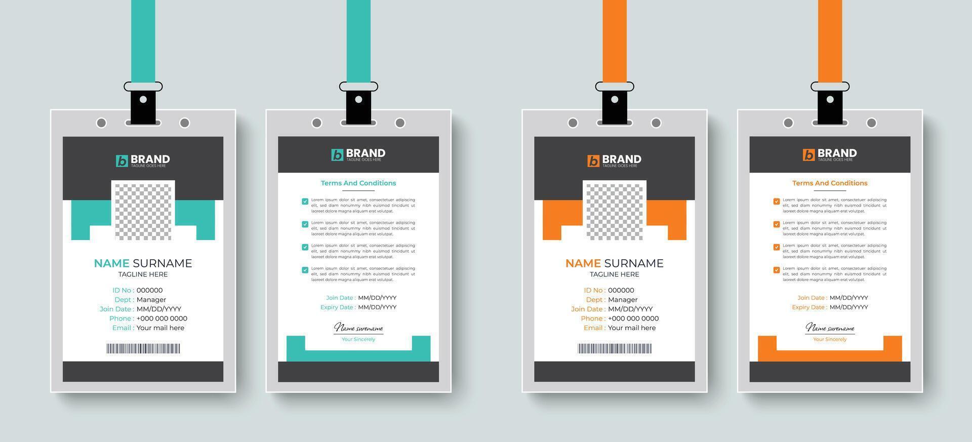 Multipurpose modern corporate office employee ID card or identity card design layout. Template design for a business company identity card design. vector