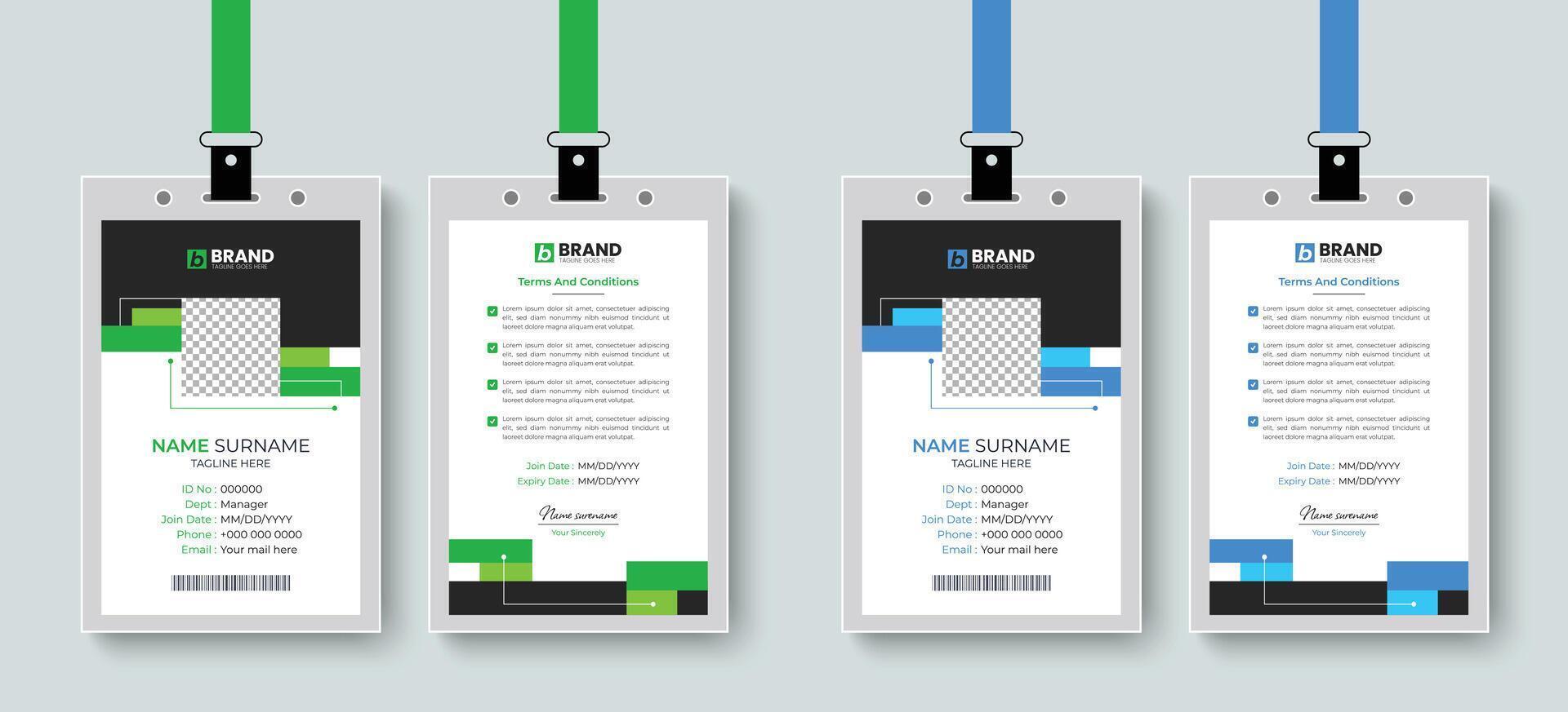 Modern creative and minimal corporate employee id card or identity card design layout. Template design for a business company identity card, id card design. vector