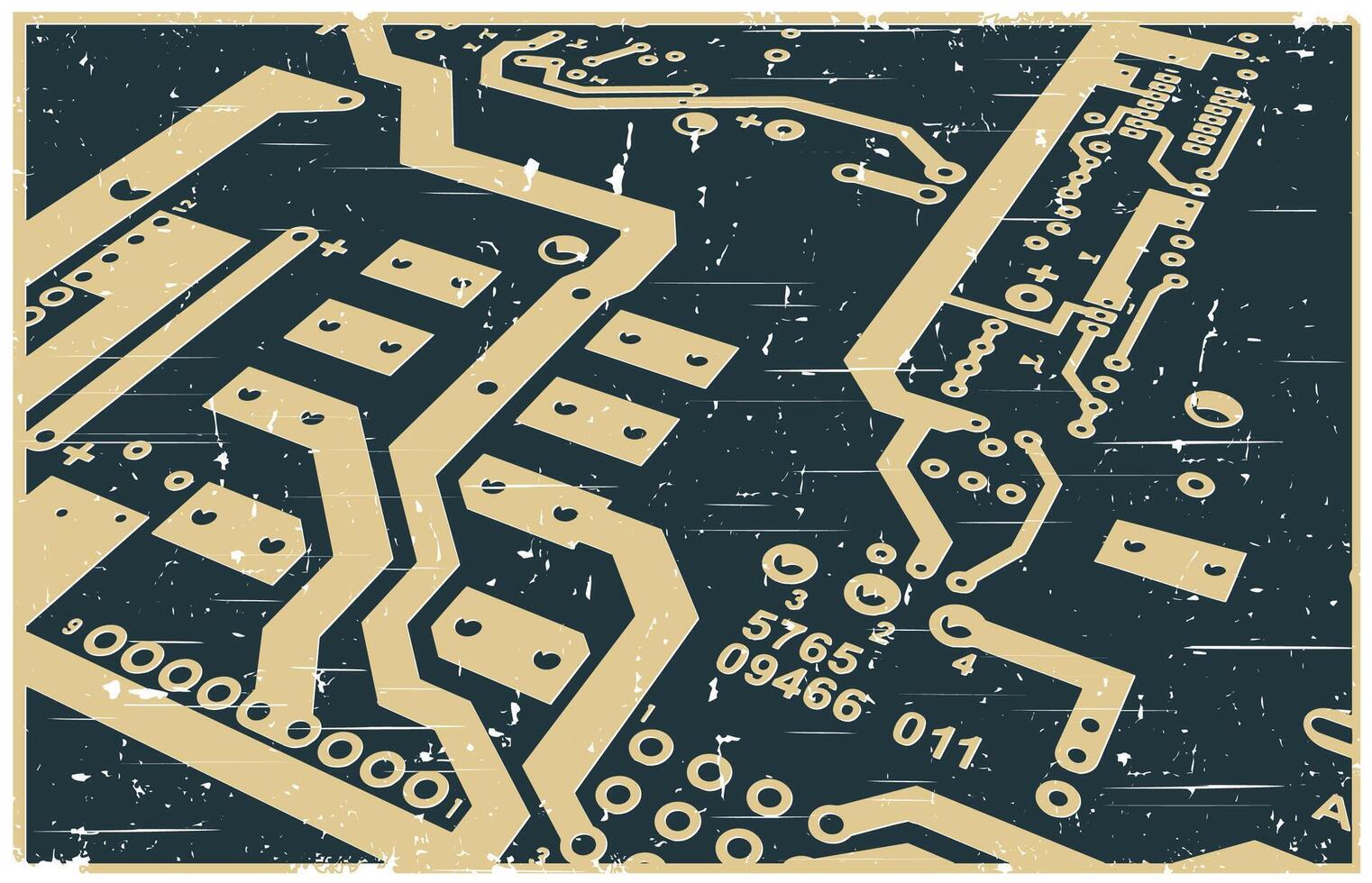 Circuit board close up retro poster illustration vector