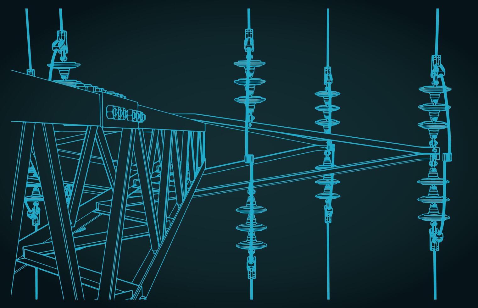 High voltage line close up illustration vector