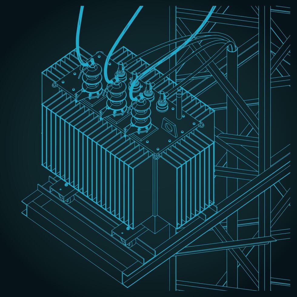 Transformer station close up illustration vector