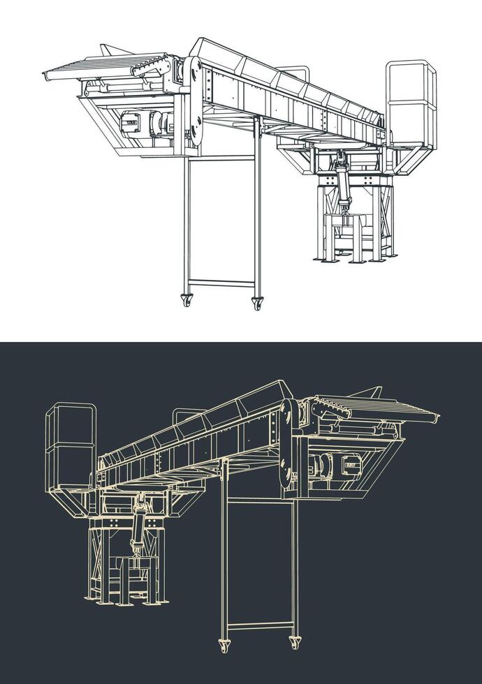 Loading conveyor with hydraulically adjustable angle vector