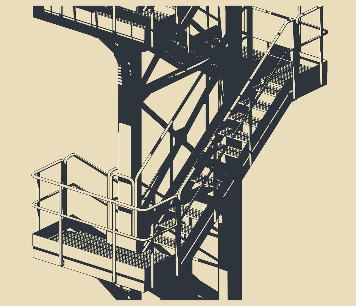 Industrial metal staircase illustration vector
