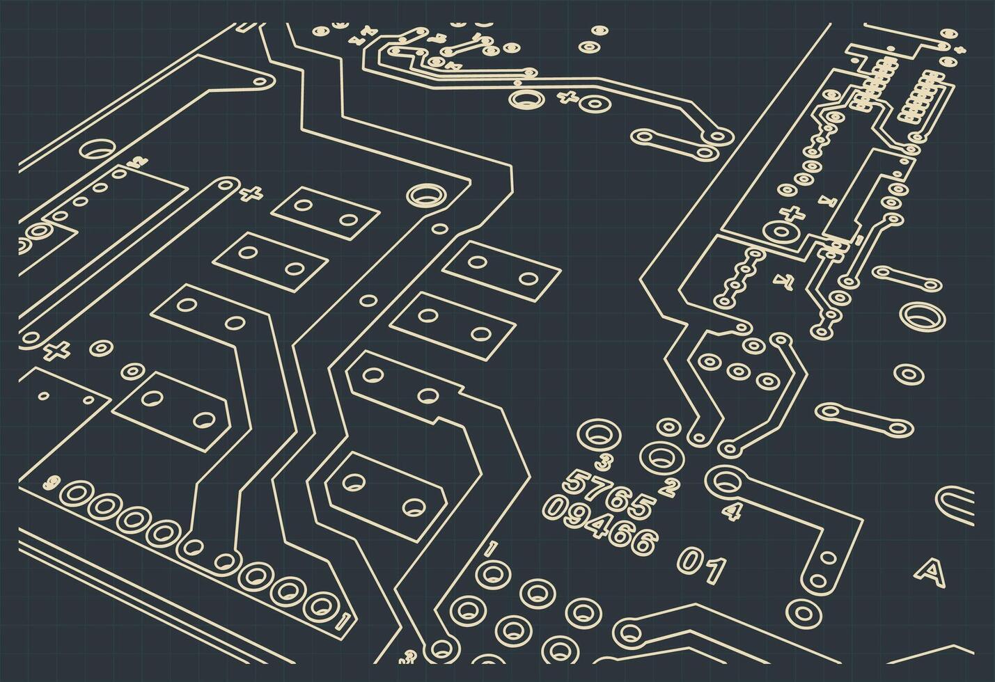Circuit board blueprint close up vector