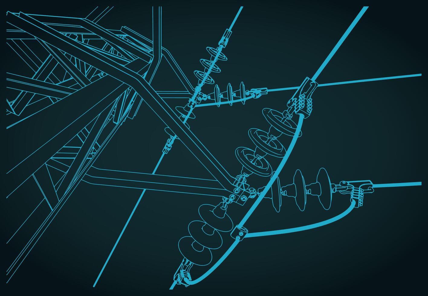 High voltage line close-up illustration vector